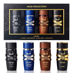 Lattafa Asad + Asad Elix + Zanzibar + Bourbon Edp 25ml Set 4pcs