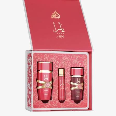 Lattafa Ladies Yara Candy Edp 100ml + 12ml + Hair Mist 50ml Set 3pcs (M)